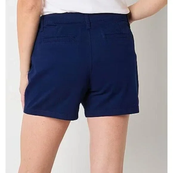 St.John's Bay Womens Short Mid Rise Secretly Slender American Navy Tummy Control - Picture 2 of 7